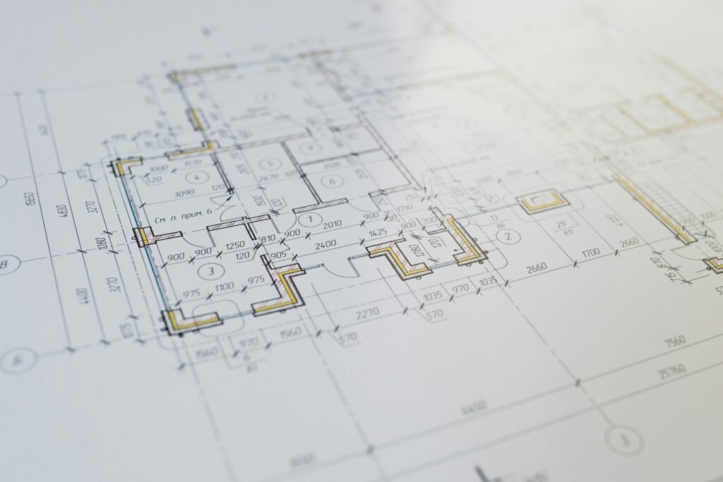 High-resolution close-up of an architectural floor plan showcasing design details.
